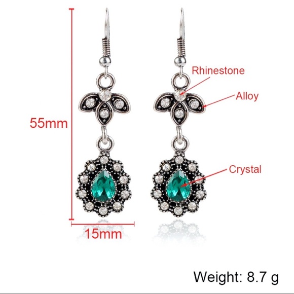 Any 2/$20! Silver Green Vintage Crystal Earrings - Picture 7 of 9